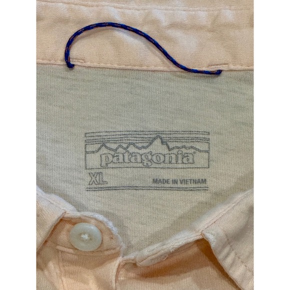 Patagonia Mens Peach Trout Logo Short Sleeve Polo Shirt Size XL - Picture 5 of 6